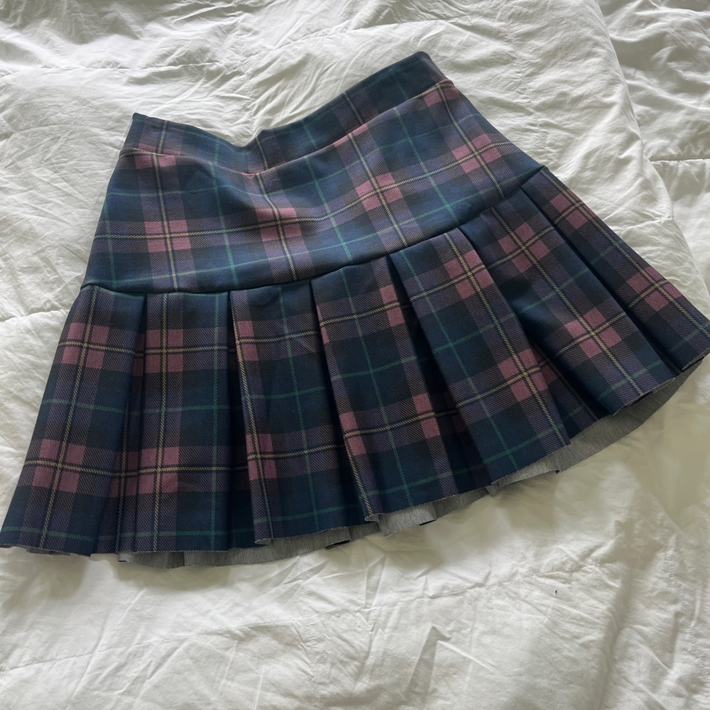 Dolls Kill x French Kiss 🎀 plaid pleated mini skirt blue and purple Clueless